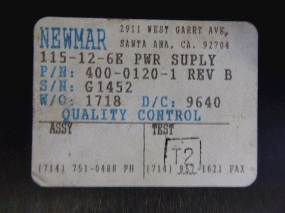NewMar Model 115-12-6E power supply #2