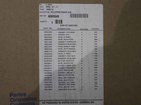 Cummins Upper engine gasket set #3