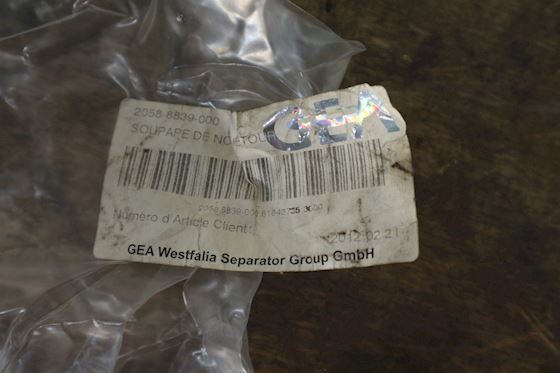 Gea Westfalia Tilbage slags Ventil MS #2