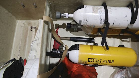 Fireman's equipment complete in cabinet #1