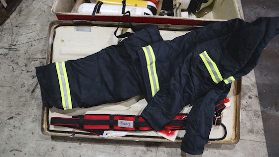 Fireman's equipment complete in cabinet #2