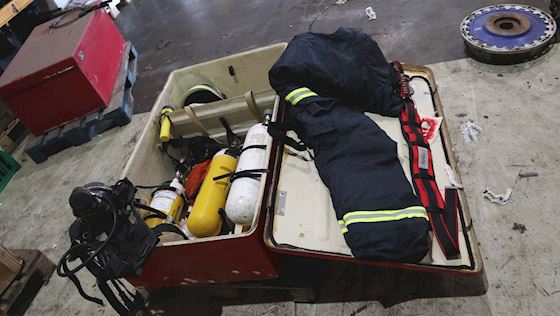 Fireman's equipment complete in cabinet #3