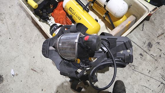 Fireman's equipment complete in cabinet #1