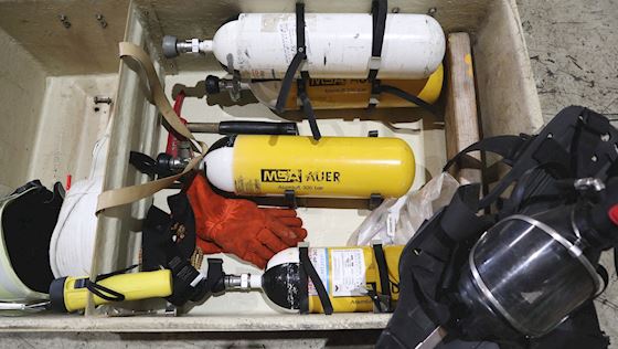 Fireman's equipment complete in cabinet #1