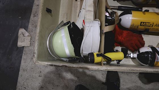 Fireman's equipment complete in cabinet #4