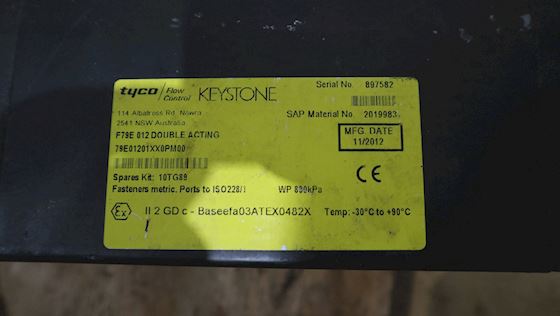 Keystone Tyco Butterfly Valve Pneumatic Actuator F79E012 Double Acting #6