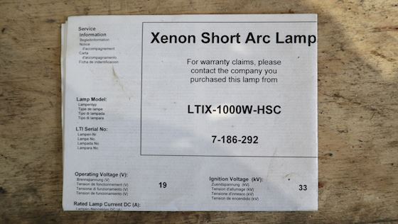 Philips Xenon Short Arc Lamp LTIX-1000W-HSC #2