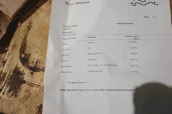 Alfa Laval Axial Buffer P/N 7020900 #6