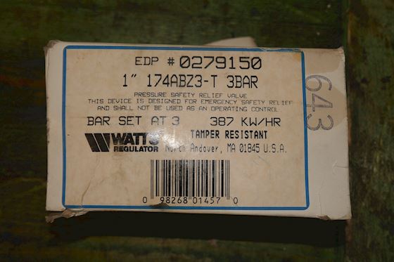 Watts Pressure Safety Relief Valve 3 Bar 387 Kw/h 174ABZ3-T #2