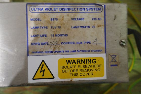 Wrekin Water Ultra Violet Disinfection System SS75 Control Box A #3