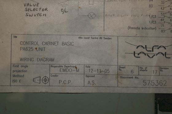 Alfa Laval PA 625 Controle Cabinet Unit #4