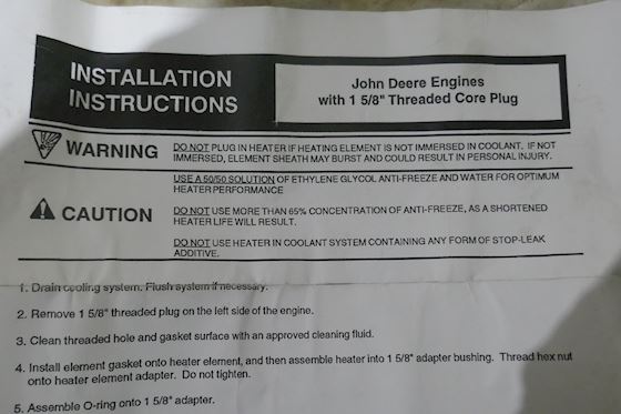 John Deere Coolant Heater 240V RE505888 #4