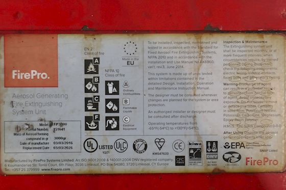 Fire Pro FP 3000 Aerosol Generating Fire Extinguishing System Unit #5