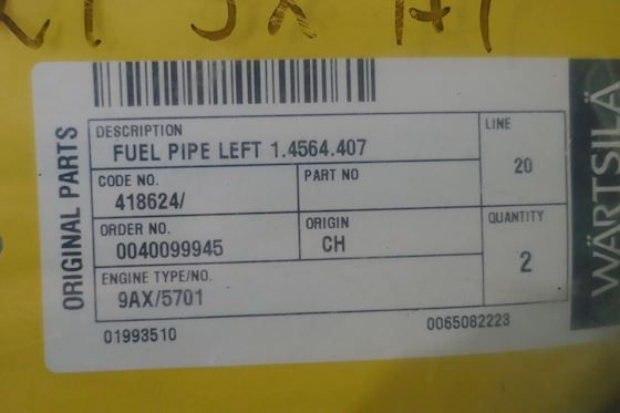 Wärtsilä Fuel Pipe Left 1.4564.407 #2