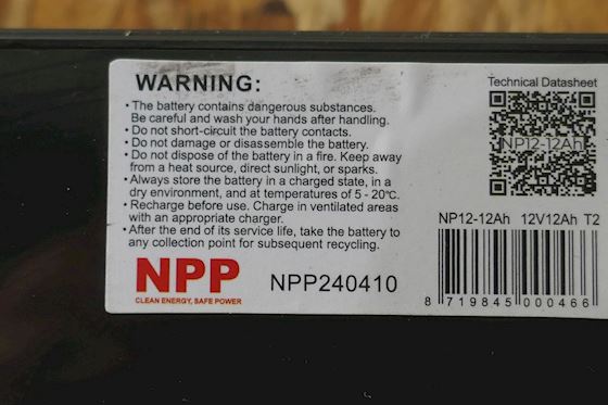 NPP Lead Battery NP12-12Ah #2