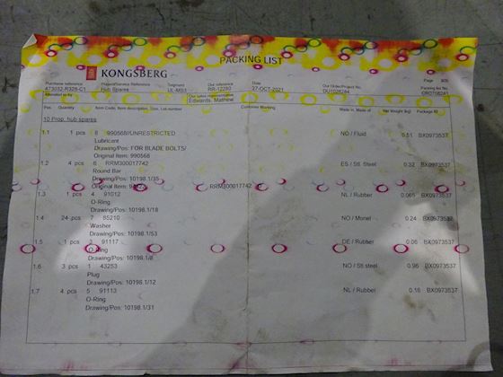 Kongsberg Miscellaneous Prop. Hub. Spares #14