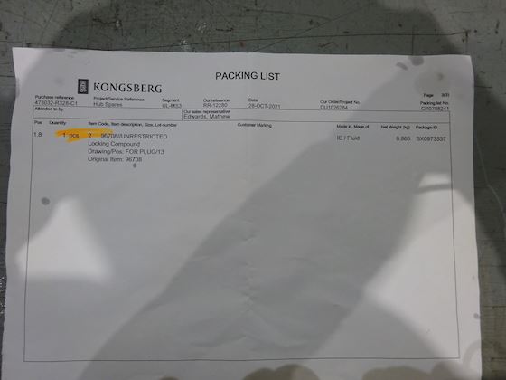 Kongsberg Miscellaneous Prop. Hub. Spares #18