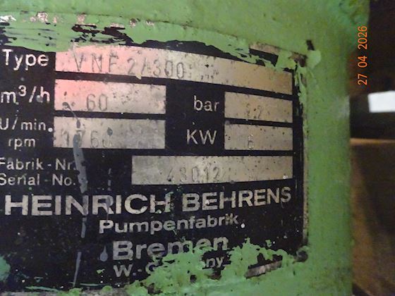 Heinrich behrens VNF2/300 pump #6