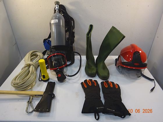 Cabinet W/ Complete Firemans Outfit & Equipment #3