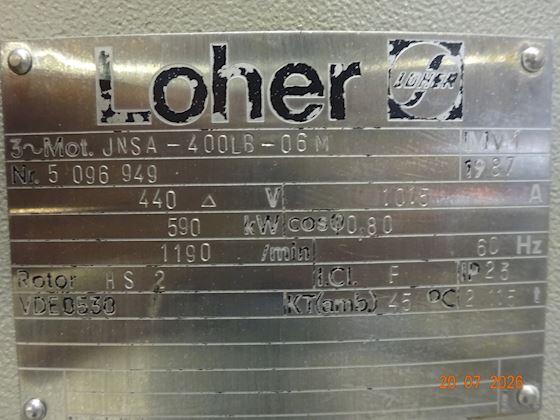 Loher JNSA-400LB-06M W/ Hydraulic Station & Cabinets #2