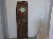 Wooden Door with Brass Handle and Hinges + Window - 1