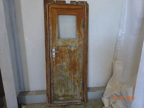 Wooden Door with Brass Hinges + Window #2