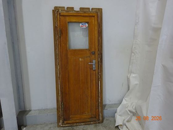 Wooden Door with Brass Hinges + Window #2