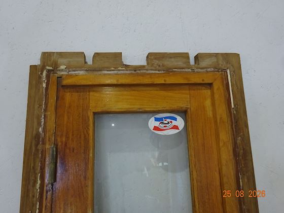 Wooden Door with Brass Hinges + Window #3